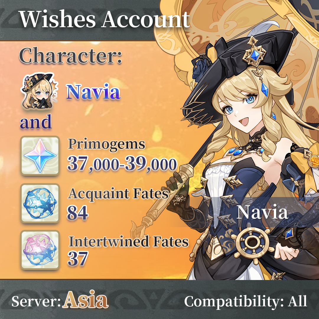 【Asia】Genshin Impact Wish Account with Navia