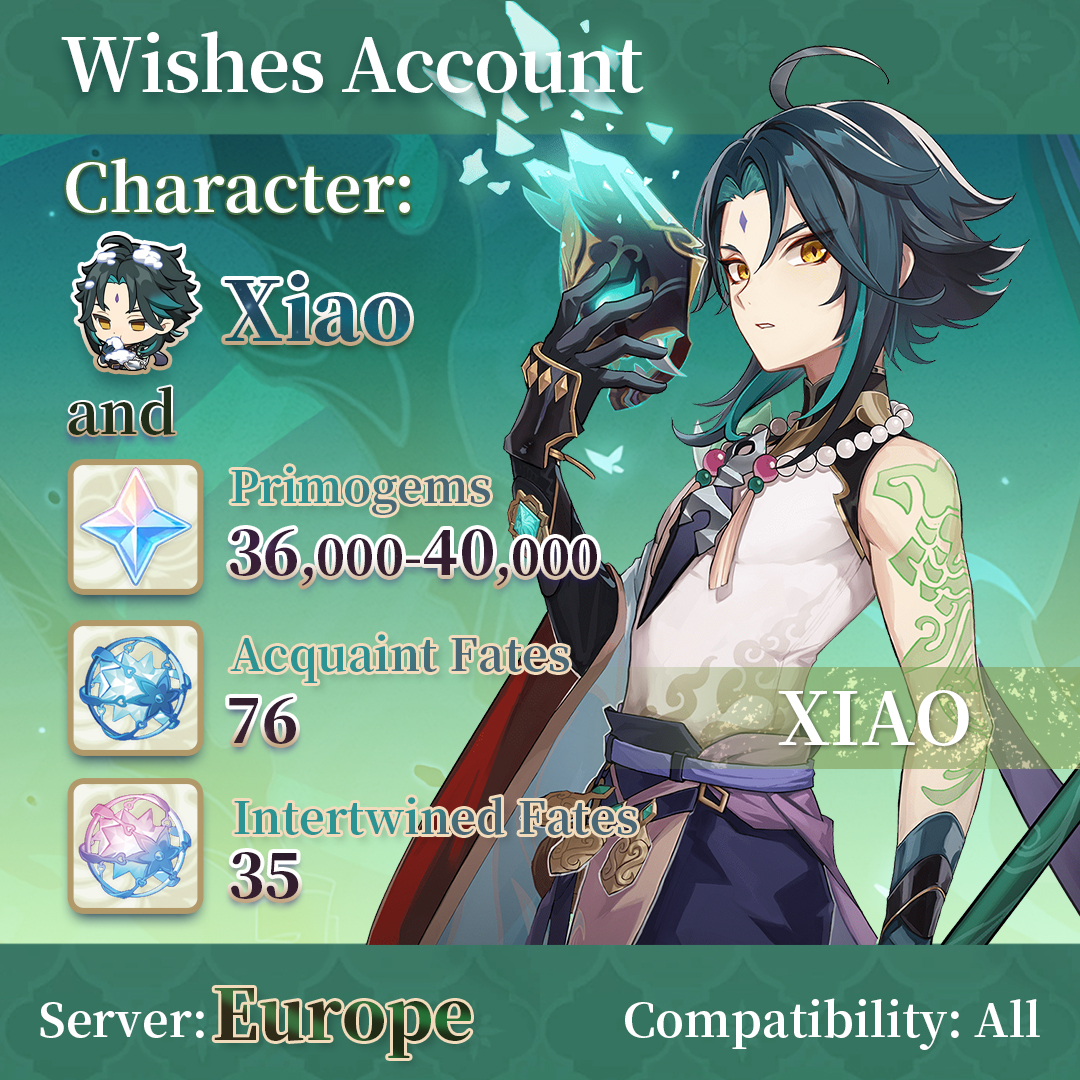 【Europe】Genshin Impact Wish Account with Xiao