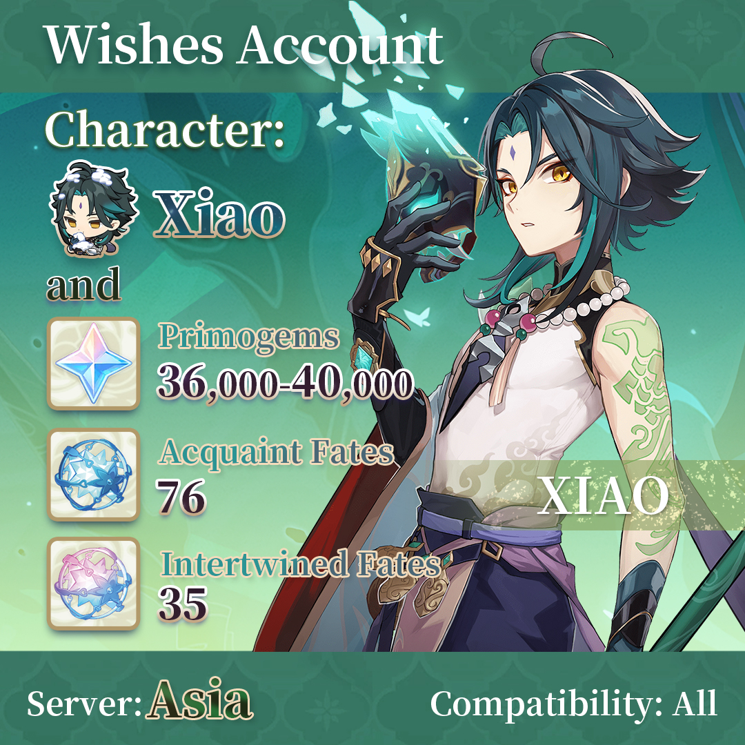 【Asia】Genshin Impact Wish Account with Xiao